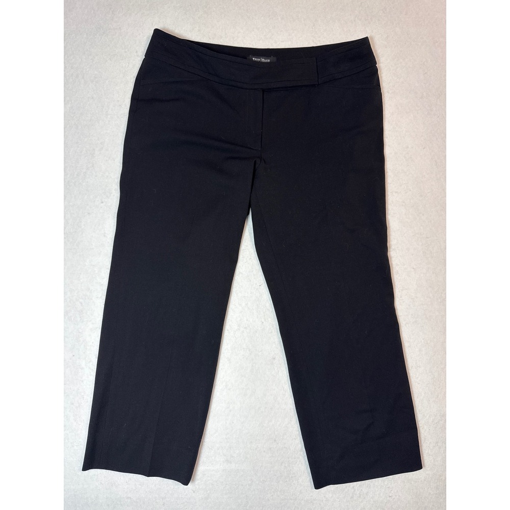White House Black Market Black‎ Crop Leg Trousers Back Flap Pockets Size 10